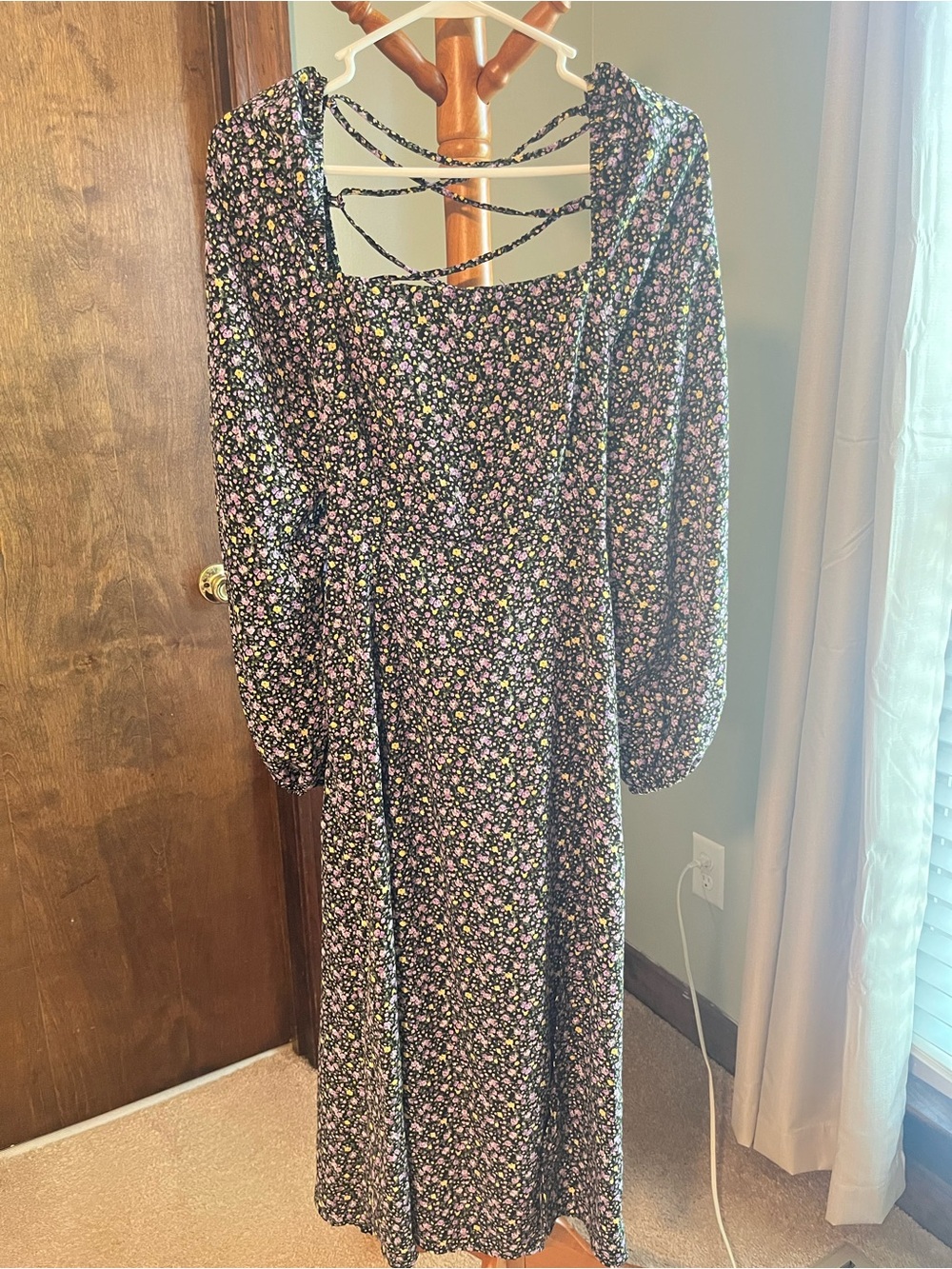 Seven Wonders  Black with Purple Floral Print - S